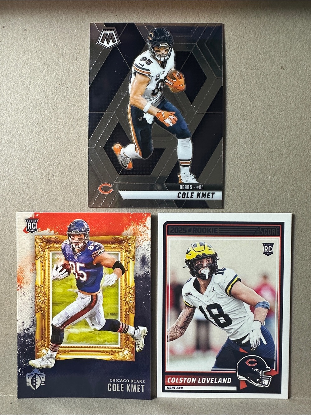 Caleb Williams Bears w/ Rookie cards of Loveland, Odunze, Burden, Kmet, Johnson - Picture 12 of 15